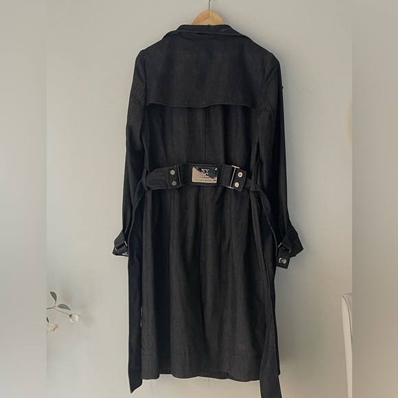 NEW YORK & Company Collection Demin Trench Coat Long Jacket Size 6 - Picture 4 of 13